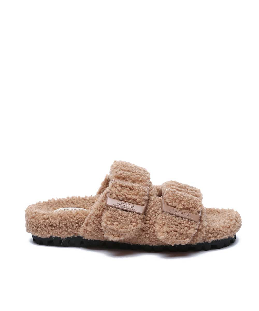 Women s UGG Jenny Fluffy Sandal Brown AU 4 EUR 35